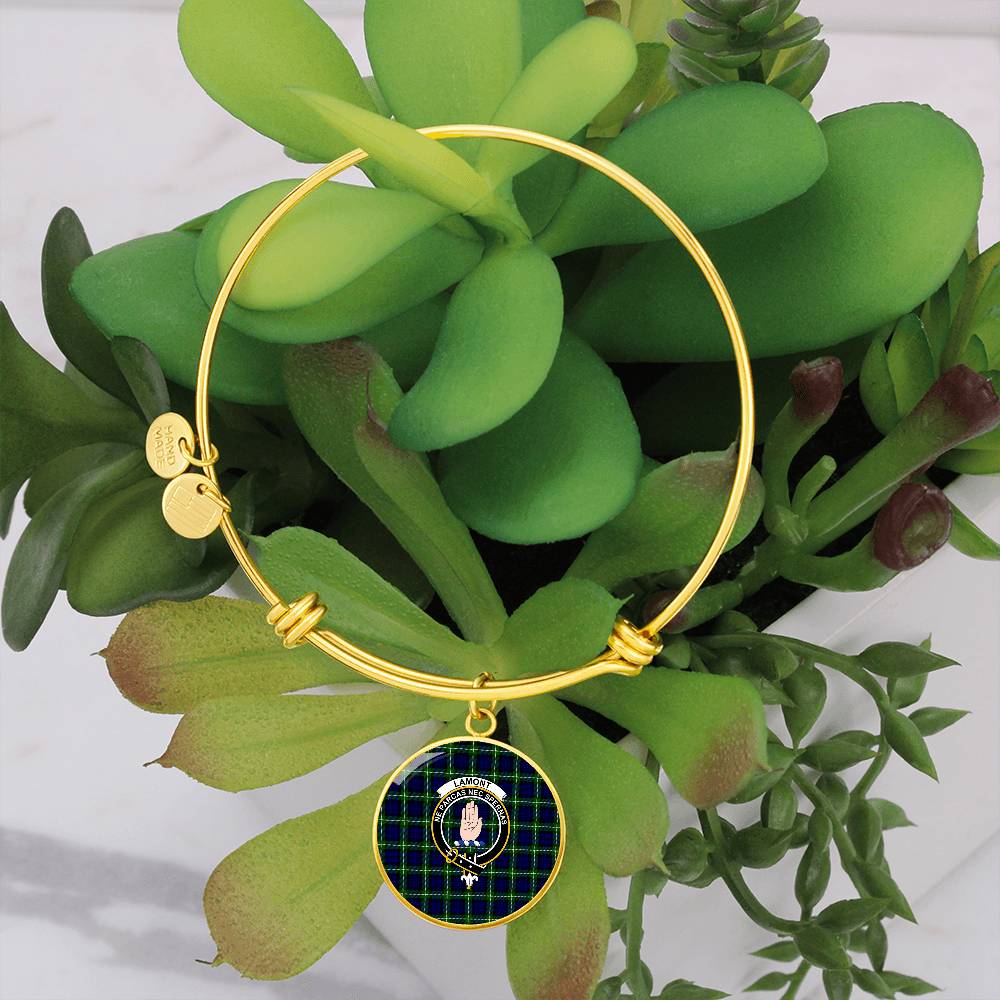 Scottish Lamont Modern Clan Tartan Bangle - Crest Circle Bangle