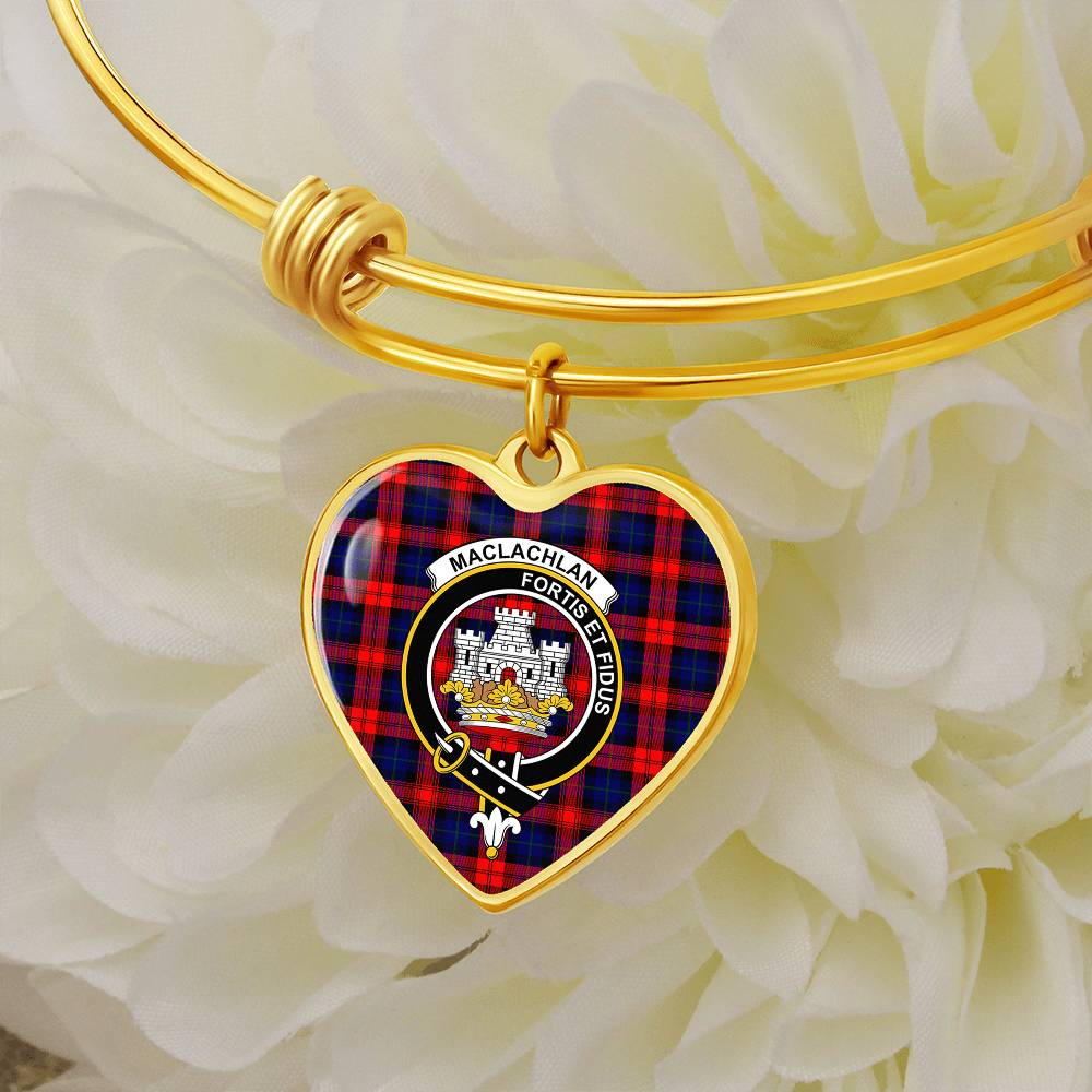 Scottish MacLachlan Modern Clan Tartan Bangle - Crest Heart Bangle