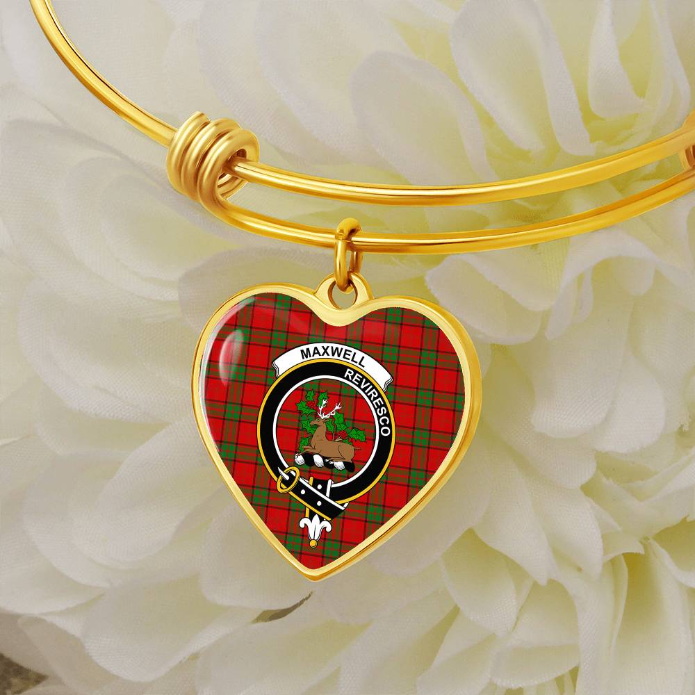 Scottish Maxwell Modern Clan Tartan Bangle - Crest Heart Bangle