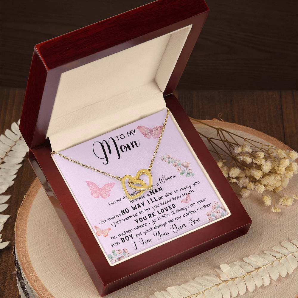 To My Mom Necklace Gift From Son Mother's Day Necklace Interlocking Hearts Necklace
