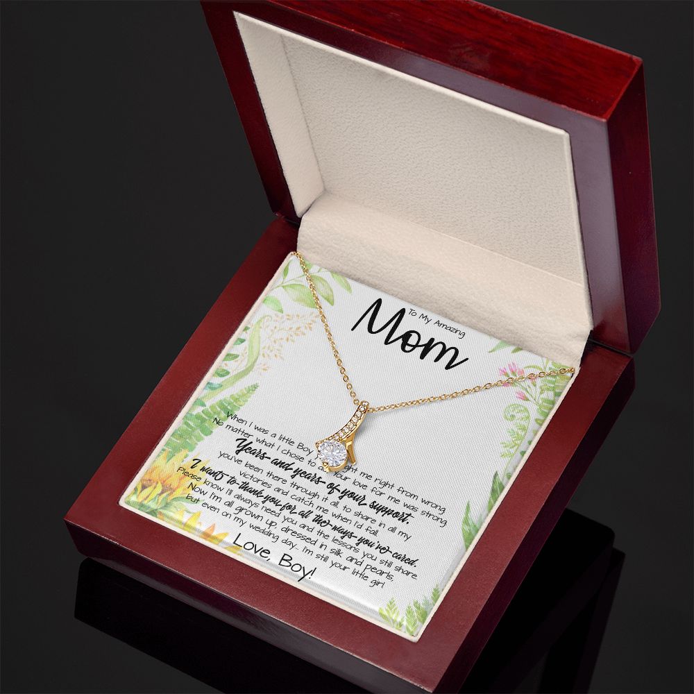 To My Amazing Mom Necklace From Son Little Boy You Taught Me Right Mom Birthday Gift For Her Mother's Day Necklace (1) Mother's Day Alluring Beautiful Necklace
