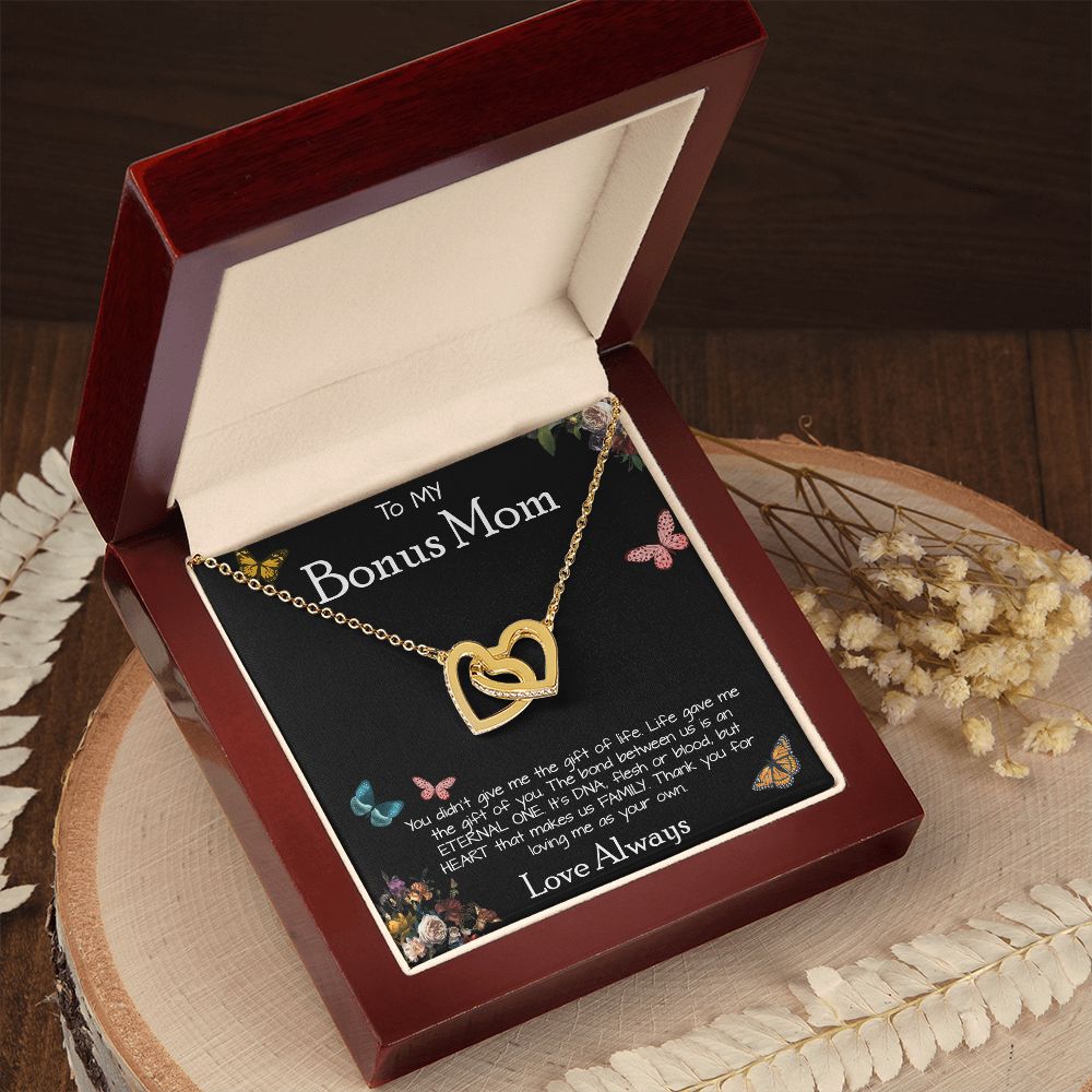 To My Bonus Mom Necklace Love Always Greatest Mother's Day Gift Necklace Mother's Day Interlocking Hearts Necklace