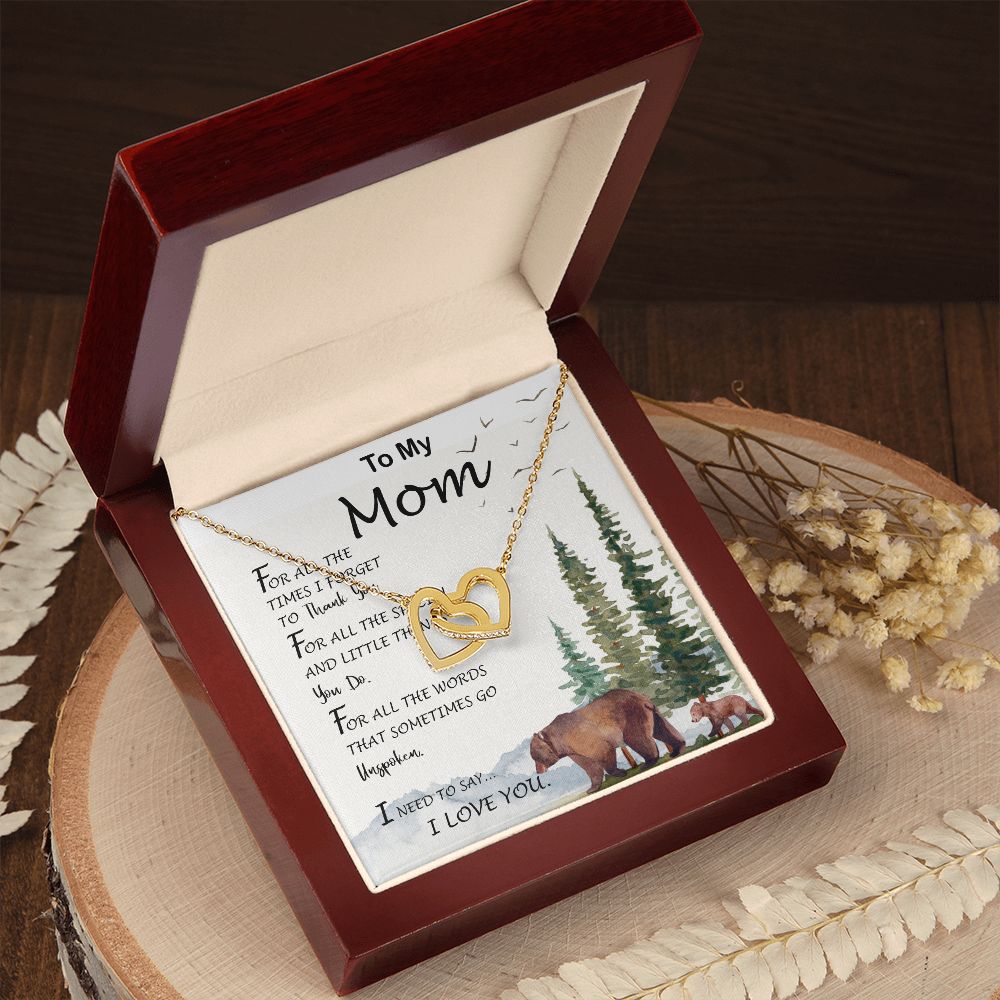 Mom Necklace, To My Mom I Love You To The Moon and Back Necklace, Gift For Mom Birthday Necklace Mother's Day Interlocking Hearts Necklace
