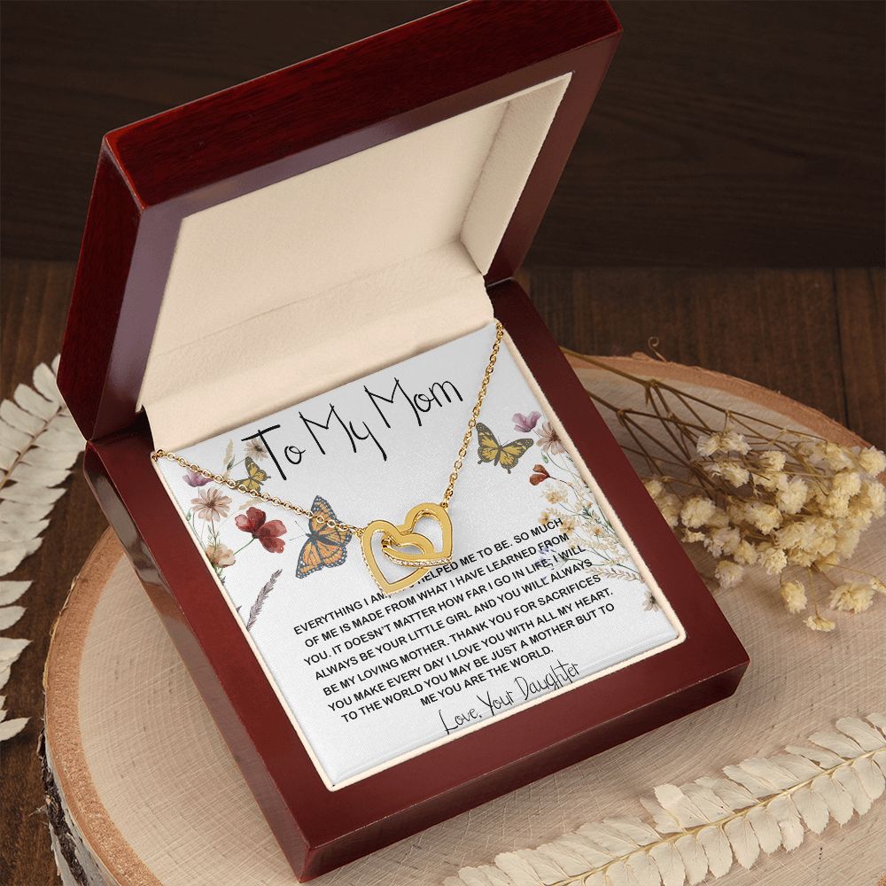 Mom Necklace Gift, You Are The World Necklace, Mother's Day Gift, Mother Daughter Neckalce Mother's Day Interlocking Hearts Necklace
