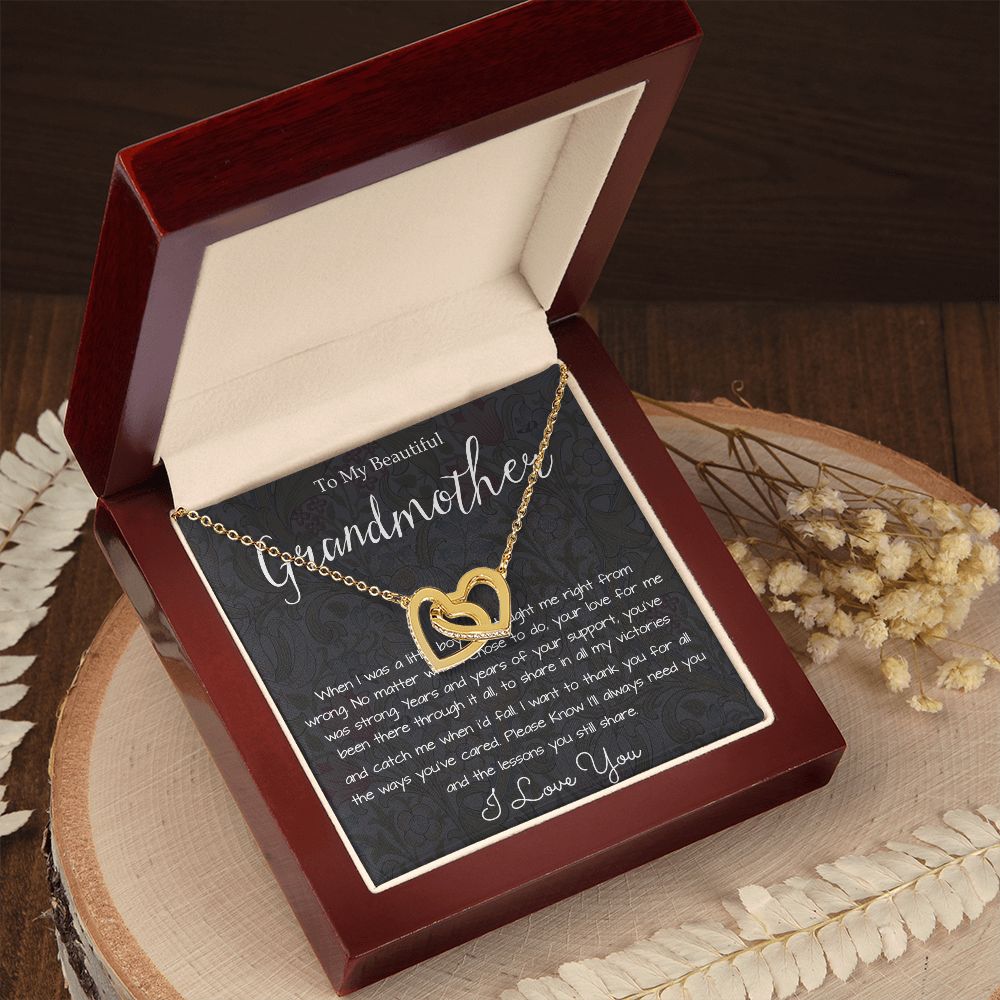 Grandmother Necklace, To My Beautiful Grandmother Necklace, Mother's Day Gift For Grandma Grandmother, Thank You Mother's Day Interlocking Hearts Necklace