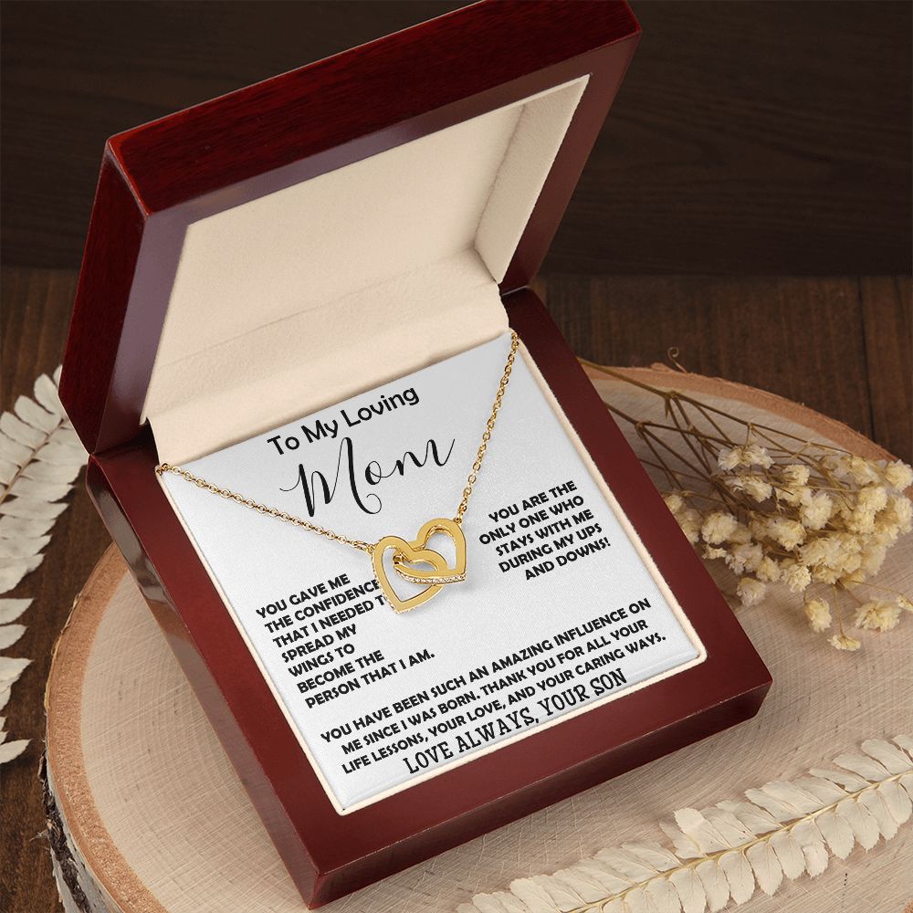 To My Loving Mom - Love Always Your Son Necklace Mother's Day Interlocking Hearts Necklace