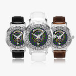 MacBrayne Scottish Clan Tartan Crest Badge Silver Automatic Watch Size 46mm
