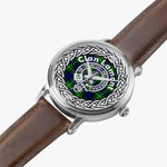Scottish Lamont Clan Tartan Crest Badge Silver Automatic Watch Size 46mm