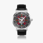 Clan Donnachaidh Robertson Crest & Tartan Knot Sterling Silver Unisex Automatic Watch (Silver) Size 46mm