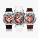 Scottish Drummond Clan Tartan Crest Badge Silver Automatic Watch Size 46mm