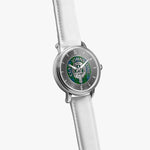 Clan Johnstone Crest & Tartan Knot Sterling Silver Unisex Automatic Watch (Silver) Size 46mm