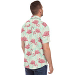 Men Hawaiian Shirt Cute Flamingo Pattern Hawaiian Men Short Sleeve Shirt