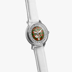 Menzies Clan Tartan Crest Badge Silver Automatic Watch Size 46mm