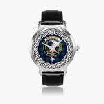 Hutton Scottish Clan Tartan Crest Badge Silver Automatic Watch Size 46mm