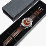 Maxton Scottish Clan Tartan Crest Badge Silver Automatic Watch Size 46mm
