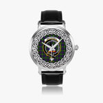 MacDonell Scottish Clan Tartan Crest Badge Silver Automatic Watch Size 46mm