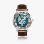 Scottish Douglas Clan Tartan Crest Badge Silver Automatic Watch Size 46mm