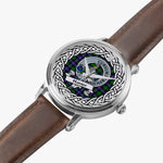 Hunter Scottish Clan Tartan Crest Badge Silver Automatic Watch Size 46mm