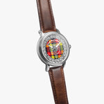 Scottish Buchanan Clan Tartan Crest Badge Silver Automatic Watch Size 46mm