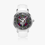 Clan MacGowan Crest & Tartan Knot Sterling Silver Unisex Automatic Watch (Silver) Size 46mm