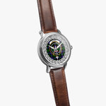 Russell Scottish Clan Tartan Crest Badge Silver Automatic Watch Size 46mm