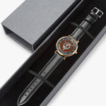 Clan Adair Crest & Tartan Knot Sterling Silver Selling Ultra-Thin Leather Strap Quartz Watch (Rose Gold With Indicators)