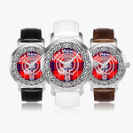 Scottish Hamilton Clan Tartan Crest Badge Old Silver Automatic Watch Size 46mm
