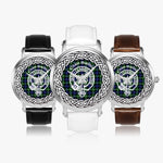 Scottish Baillie Clan Tartan Crest Badge Silver Automatic Watch Size 46mm