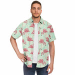 Men Hawaiian Shirt Cute Flamingo Pattern Hawaiian Men Short Sleeve Shirt