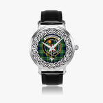Spottiswood Scottish Clan Tartan Crest Badge Silver Automatic Watch Size 46mm