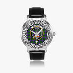 Gillon Scottish Clan Tartan Crest Badge Silver Automatic Watch Size 46mm