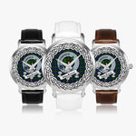 MacEwen Scottish Clan Tartan Crest Badge Silver Automatic Watch Size 46mm
