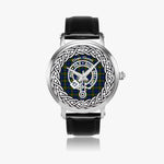Scottish Gunn Clan Tartan Crest Badge Silver Automatic Watch Size 46mm
