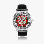 Scottish Spens Clan Tartan Crest Badge Silver Automatic Watch Size 46mm