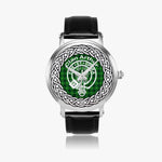 Scottish Arthur Clan Tartan Crest Badge Silver Automatic Watch Size 46mm