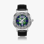 Todd Scottish Clan Tartan Crest Badge Silver Automatic Watch Size 46mm