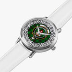 Lundin Scottish Clan Tartan Crest Badge Silver Automatic Watch Size 46mm