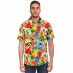 Men Hawaiian Shirt Abstract watercolor Flowers Hibiscus Hawaiian Men Short Sleeve Shirt