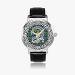 MacThomas Scottish Clan Tartan Crest Badge Silver Automatic Watch Size 46mm