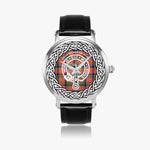 Stewart (Stuart) of Bute Clan Tartan Crest Badge Silver Automatic Watch Size 46mm