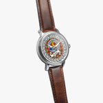 Chattan Scottish Clan Tartan Crest Badge Silver Automatic Watch Size 46mm
