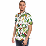 Men Hawaiian Shirt Colorful Tropical Parrots, Leaves & Flowers Hawaiian Men Short Sleeve Shirt