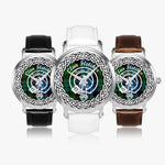 Scottish Fletcher Clan Tartan Crest Badge Silver Automatic Watch Size 46mm