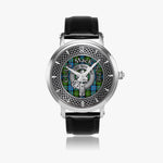 Clan MacKenzie Crest & Tartan Knot Sterling Silver Unisex Automatic Watch (Silver) Size 46mm