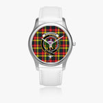 Scottish Buchanan Modern Watch Tartan Crest Leather Strap Classic Plaid Watch