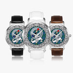 Glen Scottish Clan Tartan Crest Badge Silver Automatic Watch Size 46mm