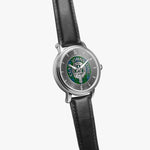Clan Johnstone Crest & Tartan Sterling Silver Unisex Automatic Watch (Silver) Size 46mm