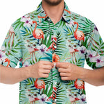 Men Hawaiian Shirt Flamingo Birds and Tropical Summer Hawaiian Men Short Sleeve Shirt