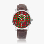 Scottish Fenton Family Crest Quartz Watch With Leather Strap - Tartan Watch Instafamous Quartz Leather Strap Plaid Watch