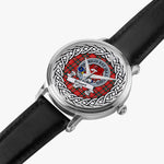 Stuart Scottish Clan Tartan Crest Badge Silver Automatic Watch Size 46mm